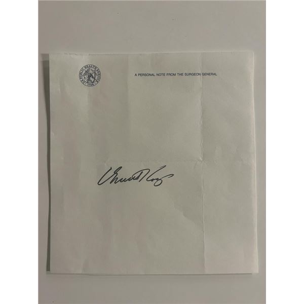 Surgeon General C. Everett Koop original signature
