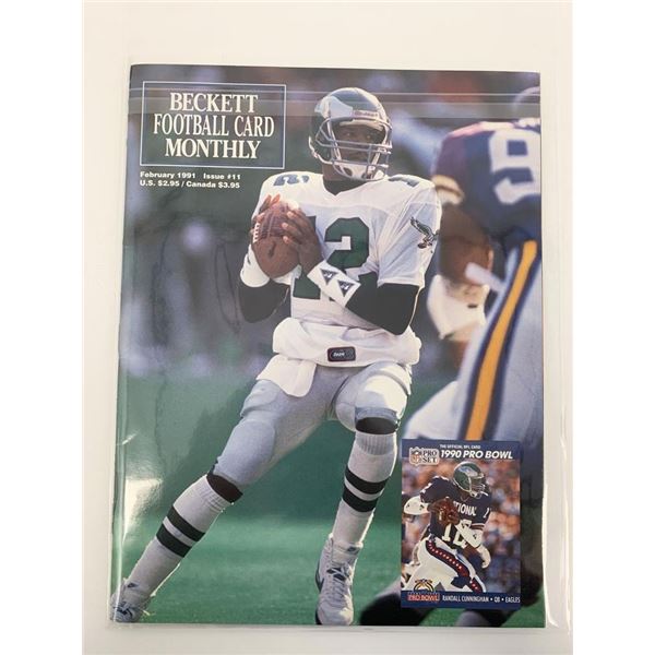 Randall Cunningham Beckett Football Card Monthly Magazine Feb 1991 #11