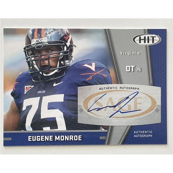 Eugene Monroe 2009 Sage Hit Virginia signed trading card