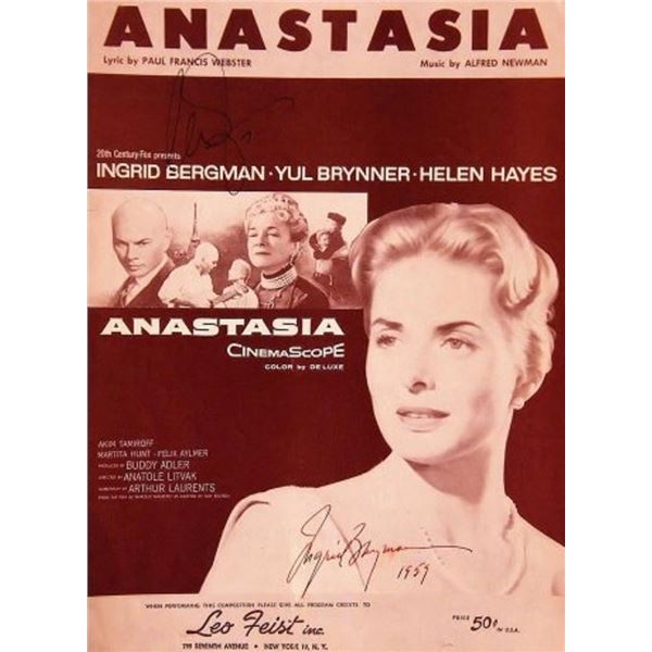 Ingrid Bergman and Yul Brynner signed sheet music