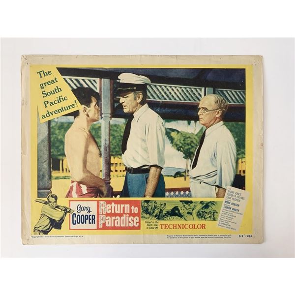 Return to Paradise original 1953 vintage lobby card