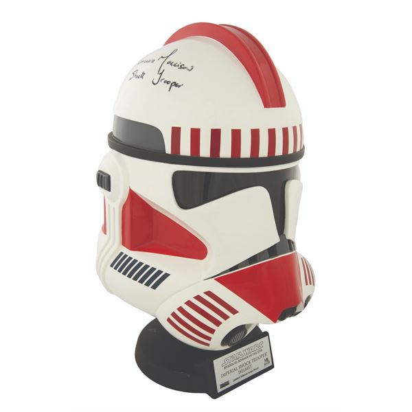 A Shock Trooper Helmet Replica Signed by Temuera Morrison.