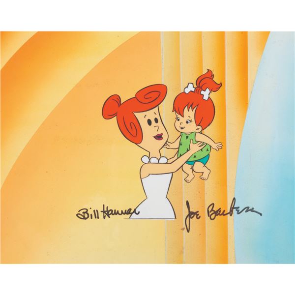 A Signed “The Flintstones” Production Cel and Background.