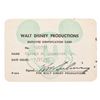 Image 1 : Ollie Johnston’s First Walt Disney Productions ID Card.