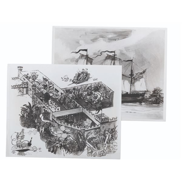 A Pair of Disneyland Attraction Concept Art Photos.