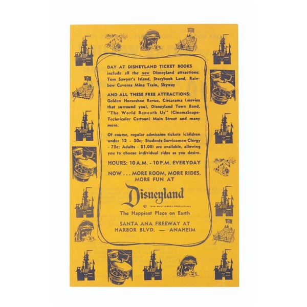A 1956 Disneyland Ticket Book Flyer.