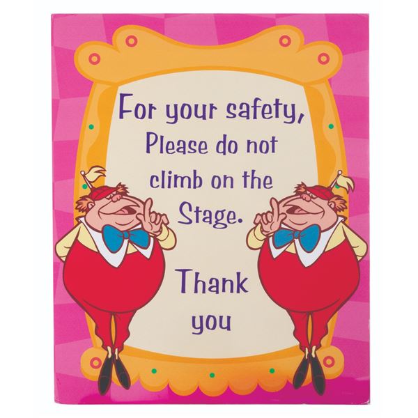 A Disneyland Tweedledum and Tweedledee Safety Sign.