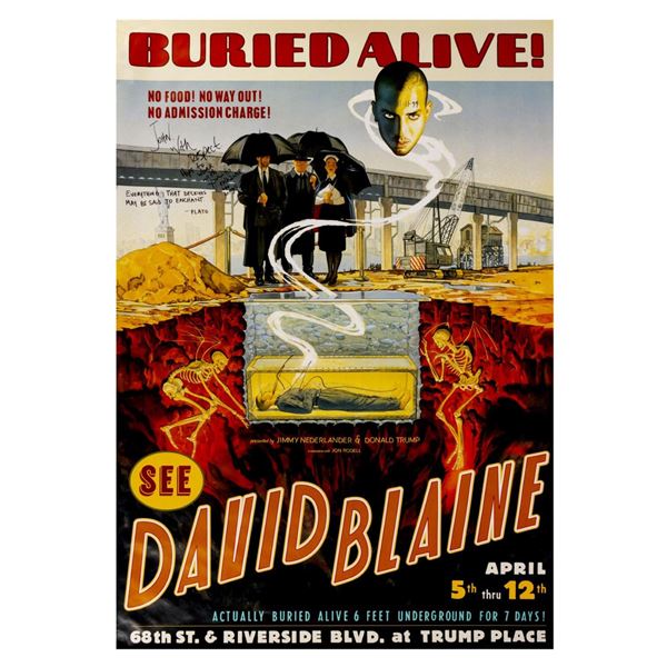 A David Blaine Signed "Buried Alive!" Magic Poster.
