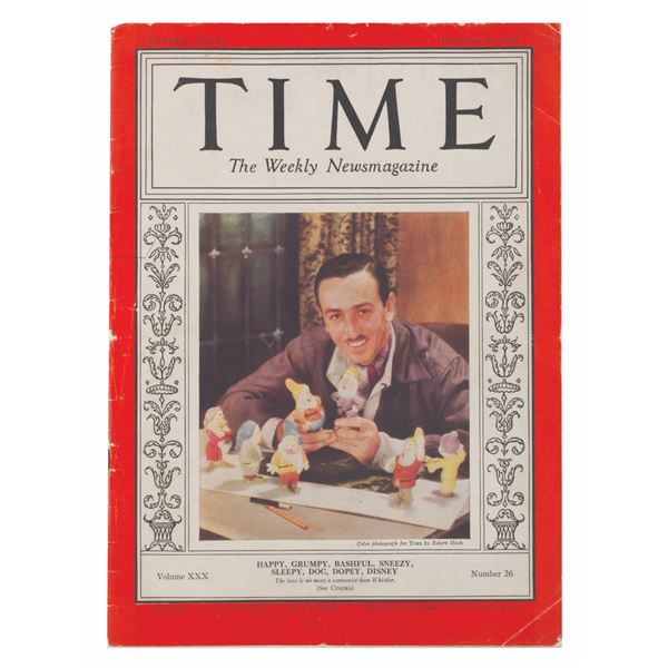 A 1937 Time Magazine with Walt and Dwarfs on Cover.