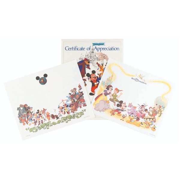 Three Disney Parks Appreciation Certificates.