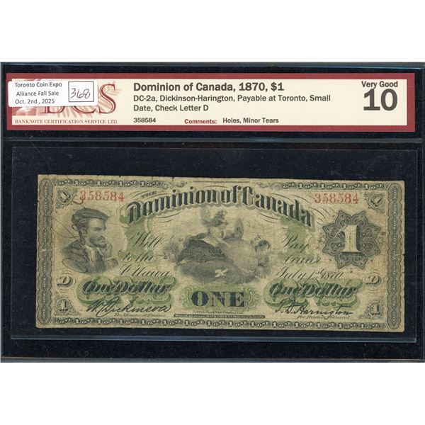 Dominion of Canada One Dollar 1870, Cartier