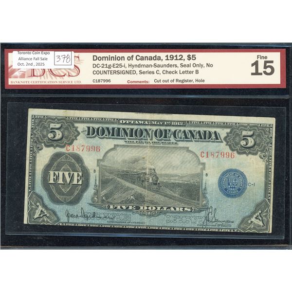 Dominion of Canada Five Dollars 1912, Train