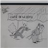 Image 2 : Reamer Keller Original Cartoon Drawing on Paper, Cafe de la Ritz, Signed