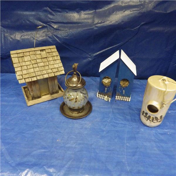 Birdhouses and bird feeder