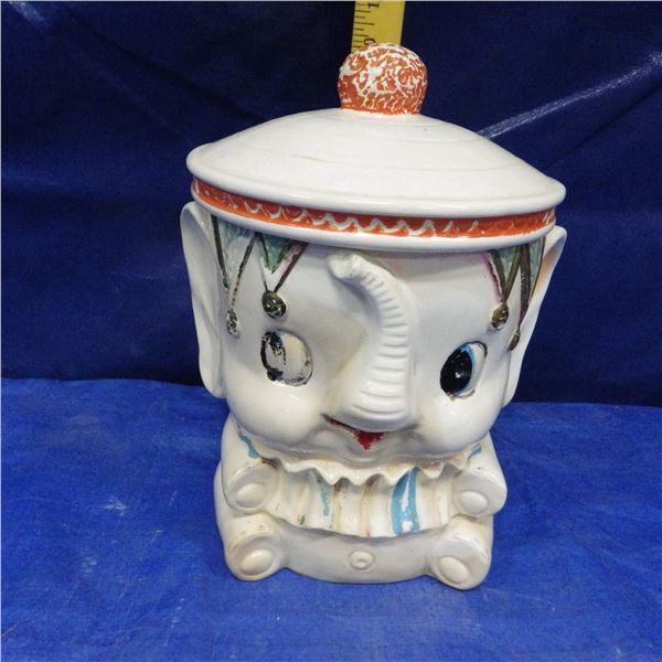 Vintage elephant themed cookie jar