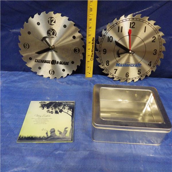 Saw blade clocks etc