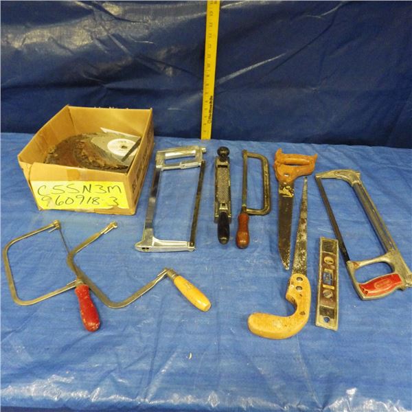 hacksaws and various handsaws etcetera