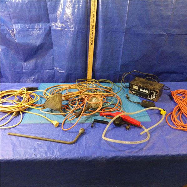 extension cords, battery charger , trouble light etcetera