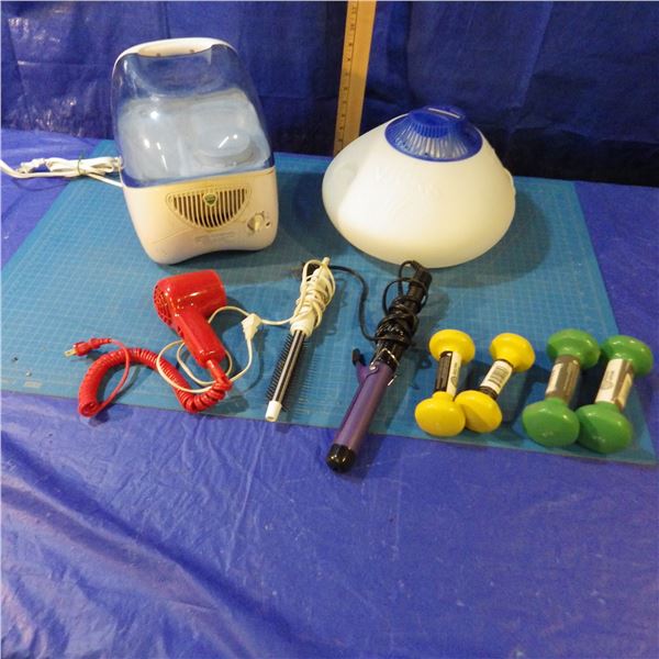 Vicks Mister , curling irons, hair dryer, Hand weights