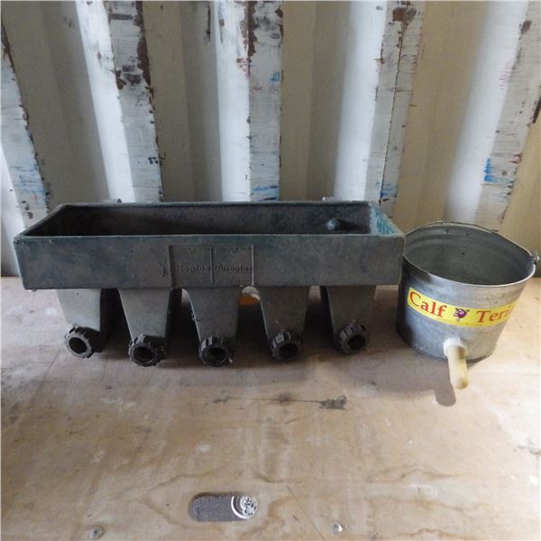 Calf feeding trough and pail
