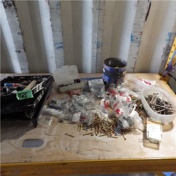 Paint supplies, screws and nails