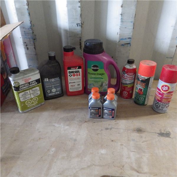 lot of assorted shop fluids