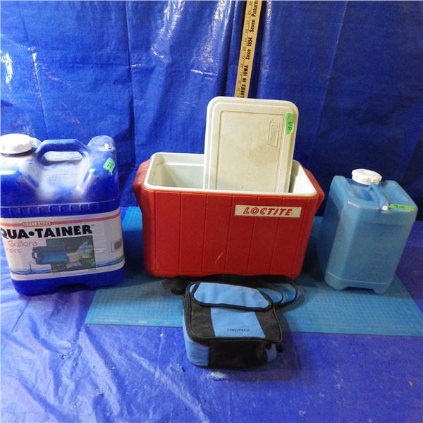 cooler and water jugs