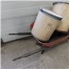 Image 2 : Steel wheelbarrow and two cardboard barrel containers