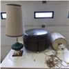 Image 1 : Round footstool, lamp, swag lamp