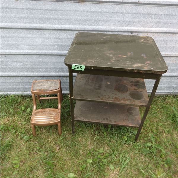 Metal table and step stool