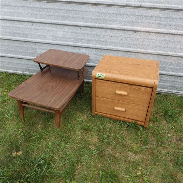 End table and two drawer night stand