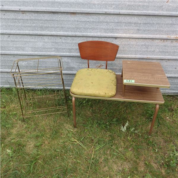 Vintage telephone  table and Wire record stand