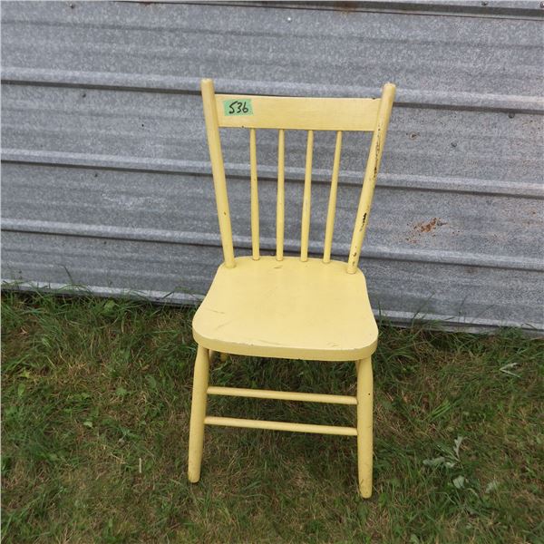 Wood chair painted yellow