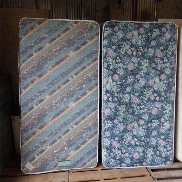 set of twin beds with wood head & foot boards - probably bunk beds