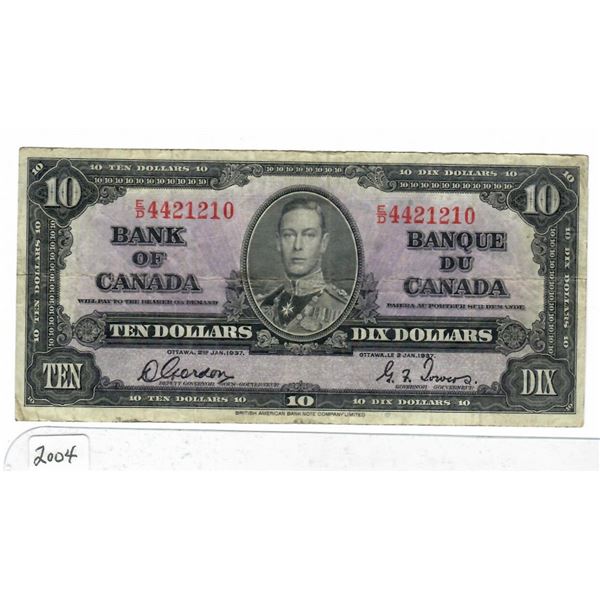 1937 Bank of Canada $10 Bill