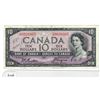 Image 1 : 1954 Bank of Canada $10 bill with Devil's face in hair --  Note: writing on Bill