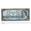 Image 1 : 1954 Bank of Canada $5 bill - Replacement bill  NOTE: Front of bill is not centered side to side  Ba