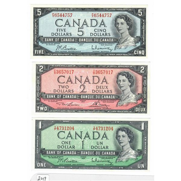 lot of three 1954 Canada Bank Notes