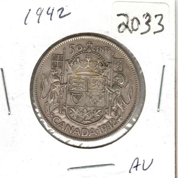 1942 Canadian 50 Cent silver coin