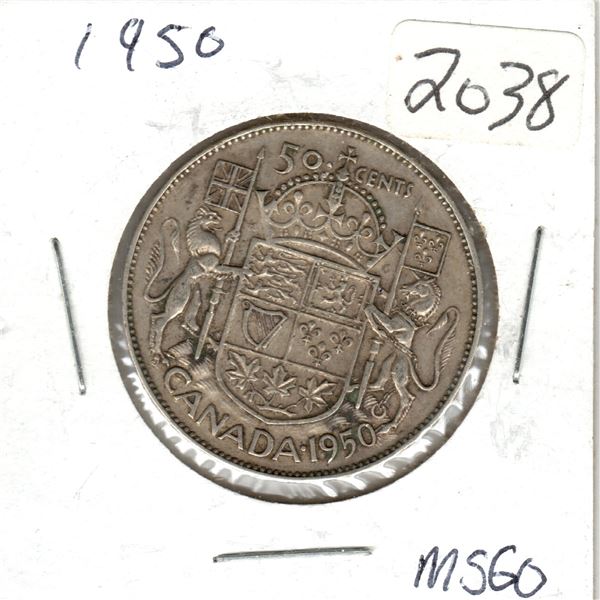 1950 Canadian 50 Cent silver coin
