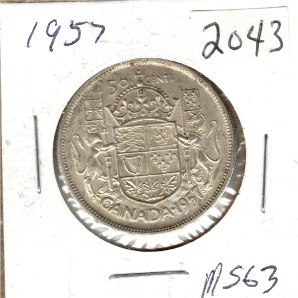 1957 Canadian 50 Cent silver coin