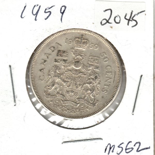 1959 Canadian 50 cent silver coin