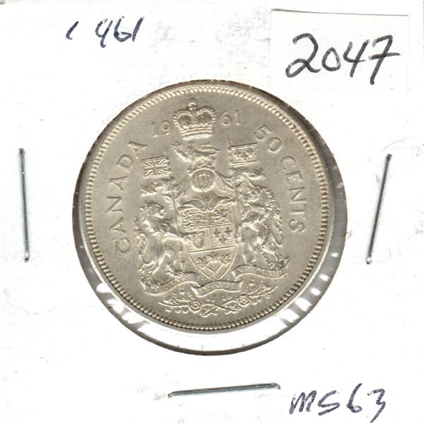 1961 Canadian 50 Cent silver coin