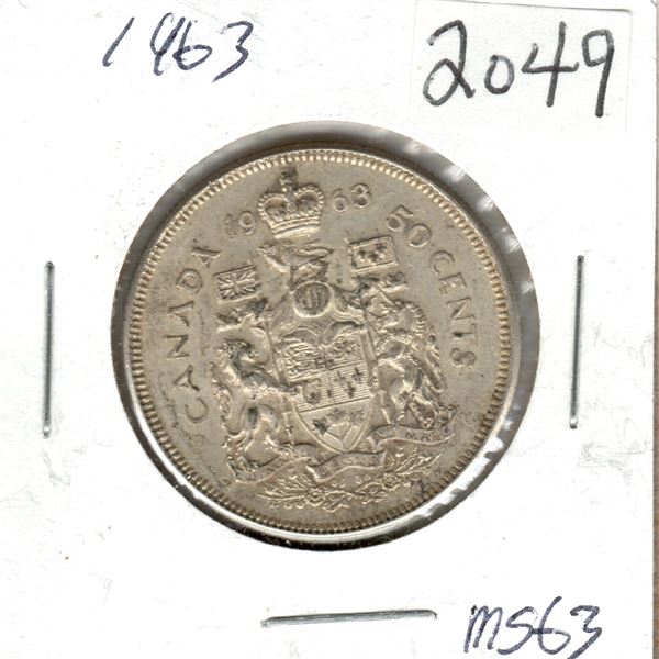 1963 Canadian 50 Cent silver coin
