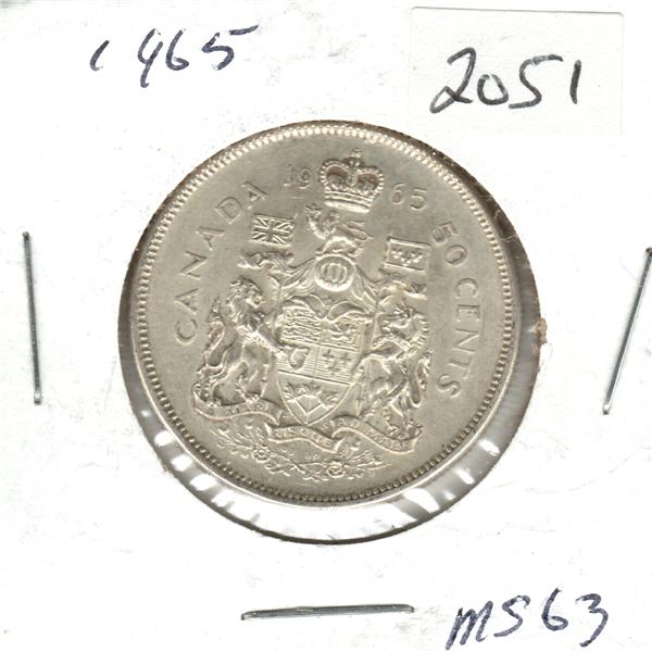 1965 Canadian 50 Cent silver coin