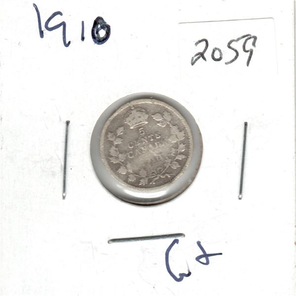 1910 Canada 5 cent silver coin