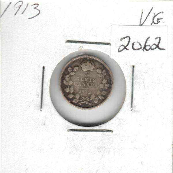 1913 Canada 5 cent silver coin