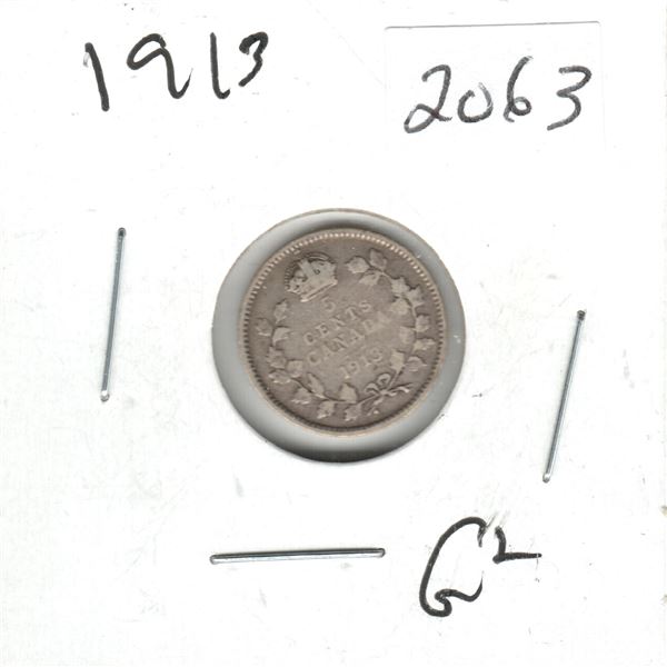 1913 Canada 5 cent silver coin