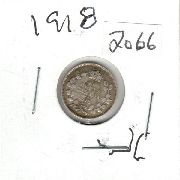 1918 Canada 5 cent silver coin
