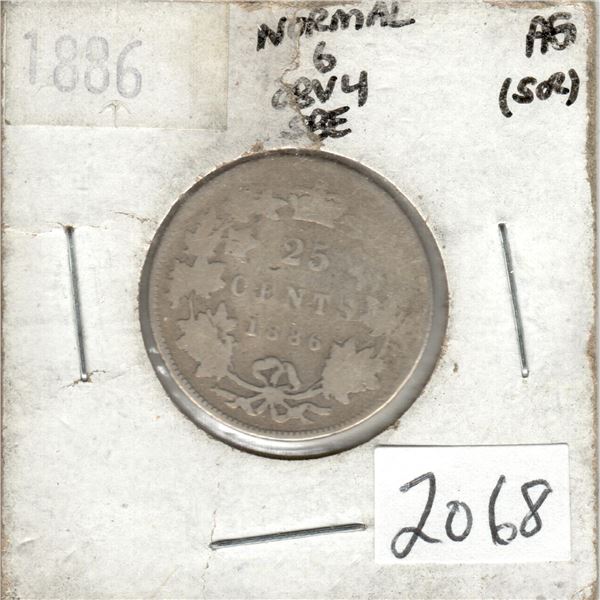 1886 Canada 25 cent coin silver